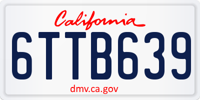 CA license plate 6TTB639