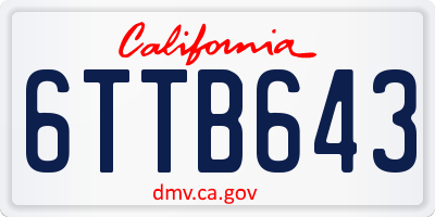 CA license plate 6TTB643