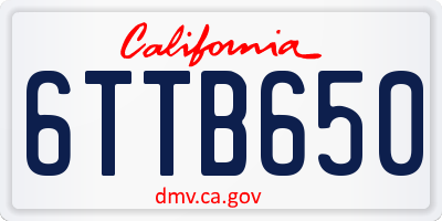 CA license plate 6TTB650