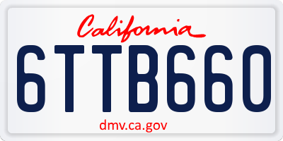 CA license plate 6TTB660