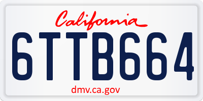 CA license plate 6TTB664