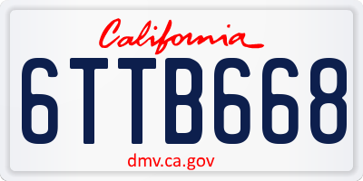 CA license plate 6TTB668