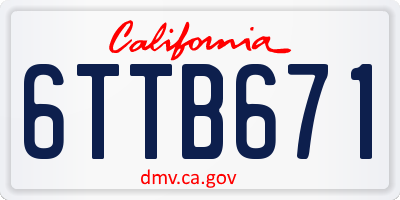 CA license plate 6TTB671