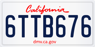 CA license plate 6TTB676