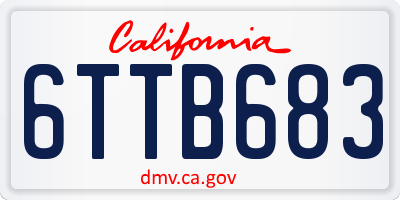 CA license plate 6TTB683