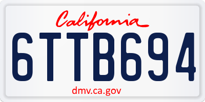 CA license plate 6TTB694