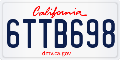 CA license plate 6TTB698