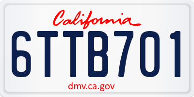 CA license plate 6TTB701