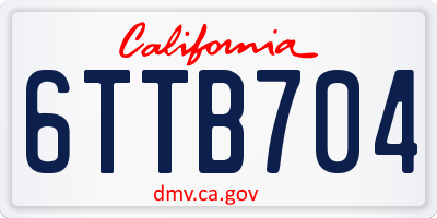 CA license plate 6TTB704