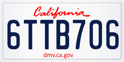 CA license plate 6TTB706