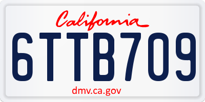 CA license plate 6TTB709