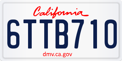 CA license plate 6TTB710