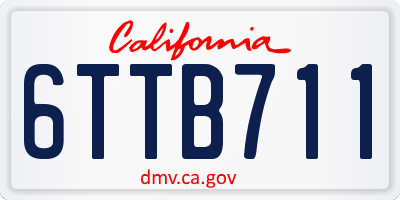 CA license plate 6TTB711
