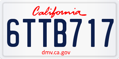 CA license plate 6TTB717