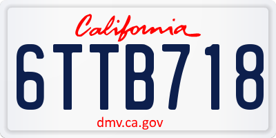 CA license plate 6TTB718