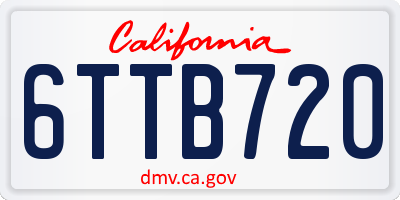 CA license plate 6TTB720