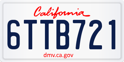CA license plate 6TTB721