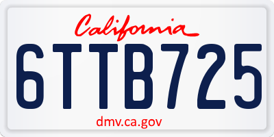 CA license plate 6TTB725