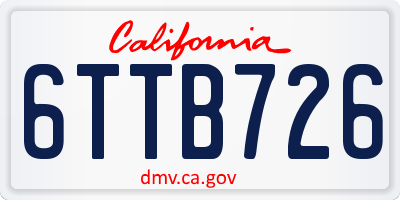 CA license plate 6TTB726