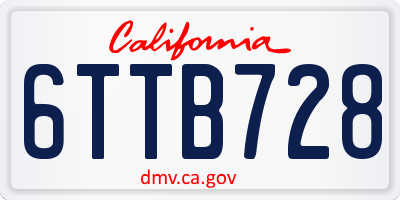 CA license plate 6TTB728