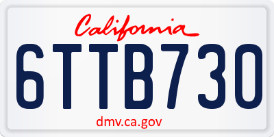CA license plate 6TTB730