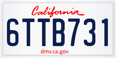 CA license plate 6TTB731