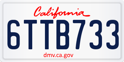 CA license plate 6TTB733