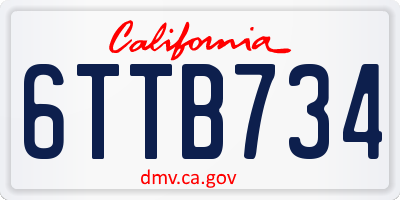 CA license plate 6TTB734