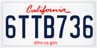 CA license plate 6TTB736
