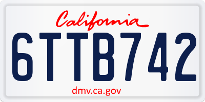 CA license plate 6TTB742