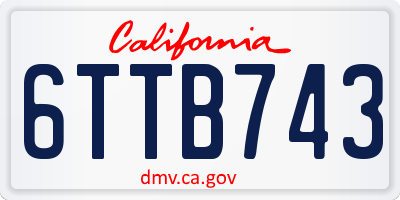 CA license plate 6TTB743