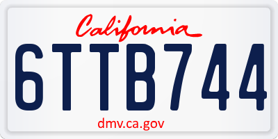 CA license plate 6TTB744