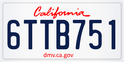 CA license plate 6TTB751
