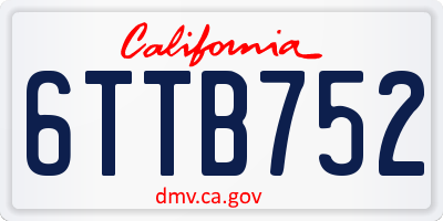 CA license plate 6TTB752