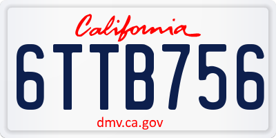 CA license plate 6TTB756