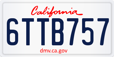 CA license plate 6TTB757