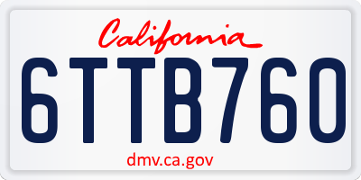 CA license plate 6TTB760