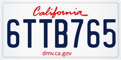 CA license plate 6TTB765