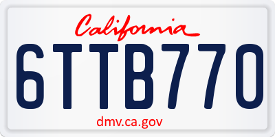 CA license plate 6TTB770