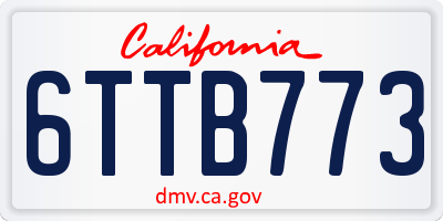 CA license plate 6TTB773