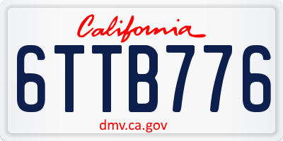 CA license plate 6TTB776