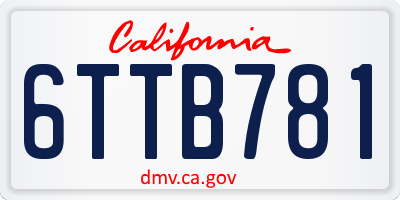 CA license plate 6TTB781