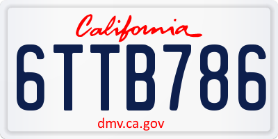 CA license plate 6TTB786