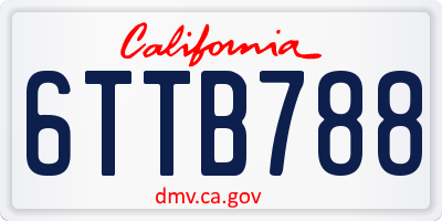 CA license plate 6TTB788