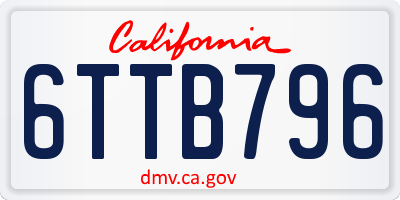 CA license plate 6TTB796