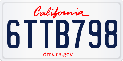 CA license plate 6TTB798