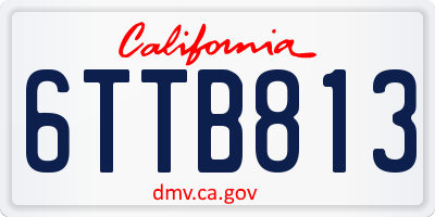 CA license plate 6TTB813