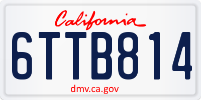 CA license plate 6TTB814