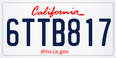 CA license plate 6TTB817
