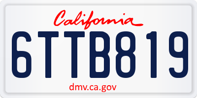 CA license plate 6TTB819